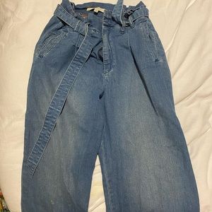 Highwaisted denim culotte pants- Anthropologie